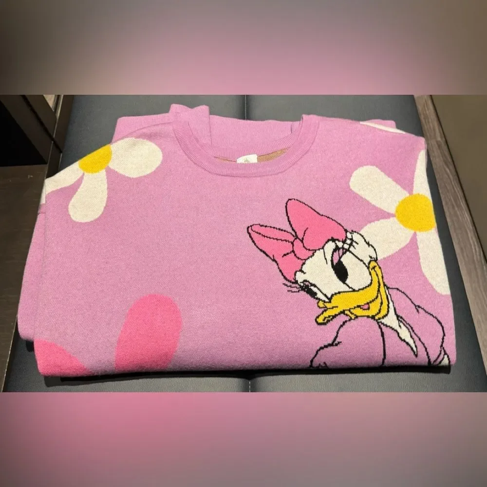 NWT Disney Parks Daisy Duck Flower Knit Pullover Sweatshirt Sweater Plus Size 3X - Picture 3 of 16